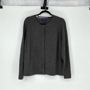 Women's Charcoal Gray Cashmere Cropped Cardigan Sweater - Size XL